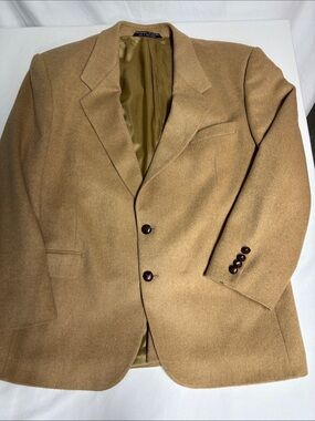 Men’s 44R 100% Camel Hair Blazer Sport Coat Tan Two Button Czech Republic